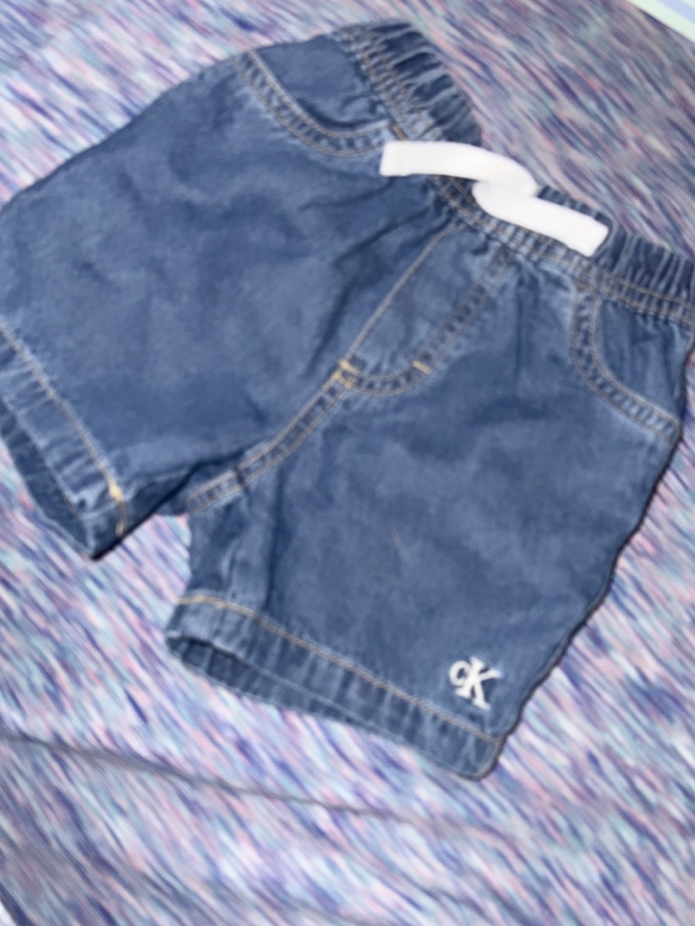 Calvin Klein Indigo Denim Kids Shorts with CK Logo